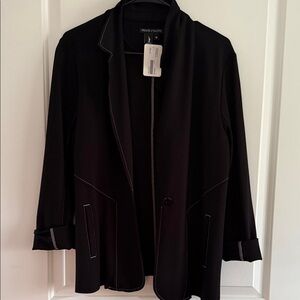 Peace of Cloth Black Blazer with White Stitching